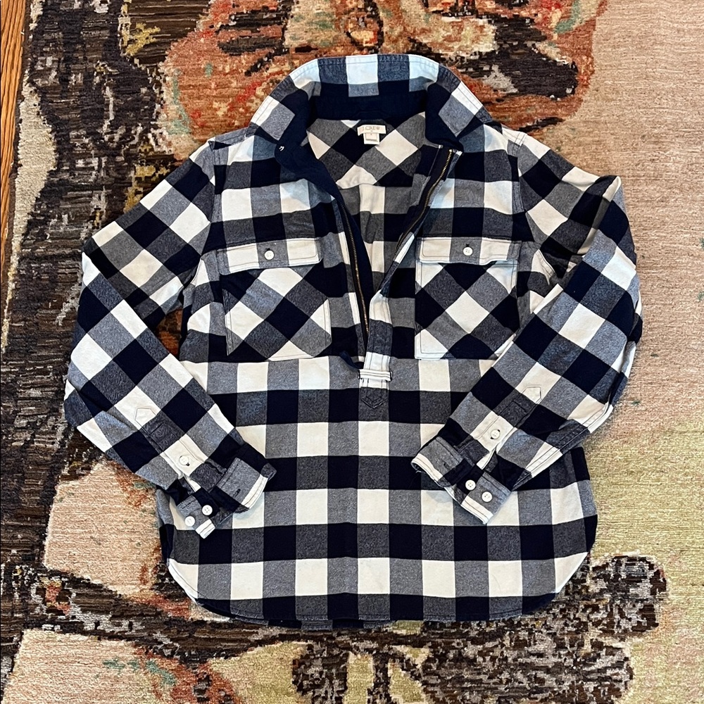 J. Crew Checkered Button Down Shirt in navy blue and White